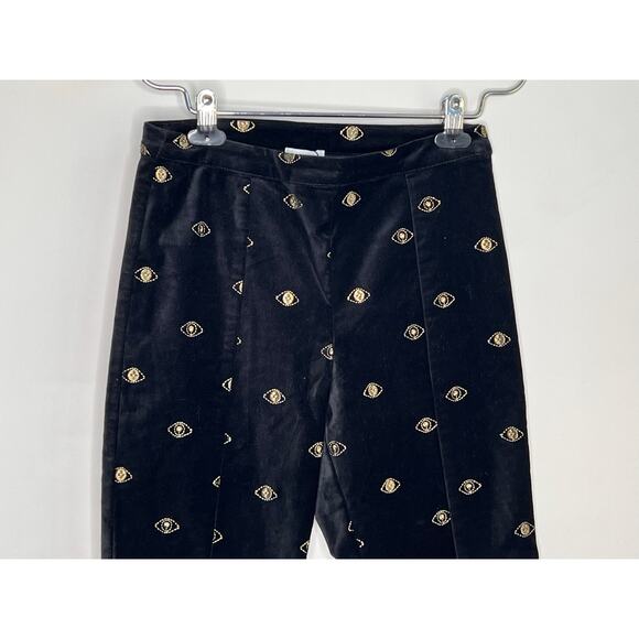 Misa Los Angeles Velvet Embroidered Evil Eye High Rise Pants Black Womens Size 0 - Picture 4 of 10